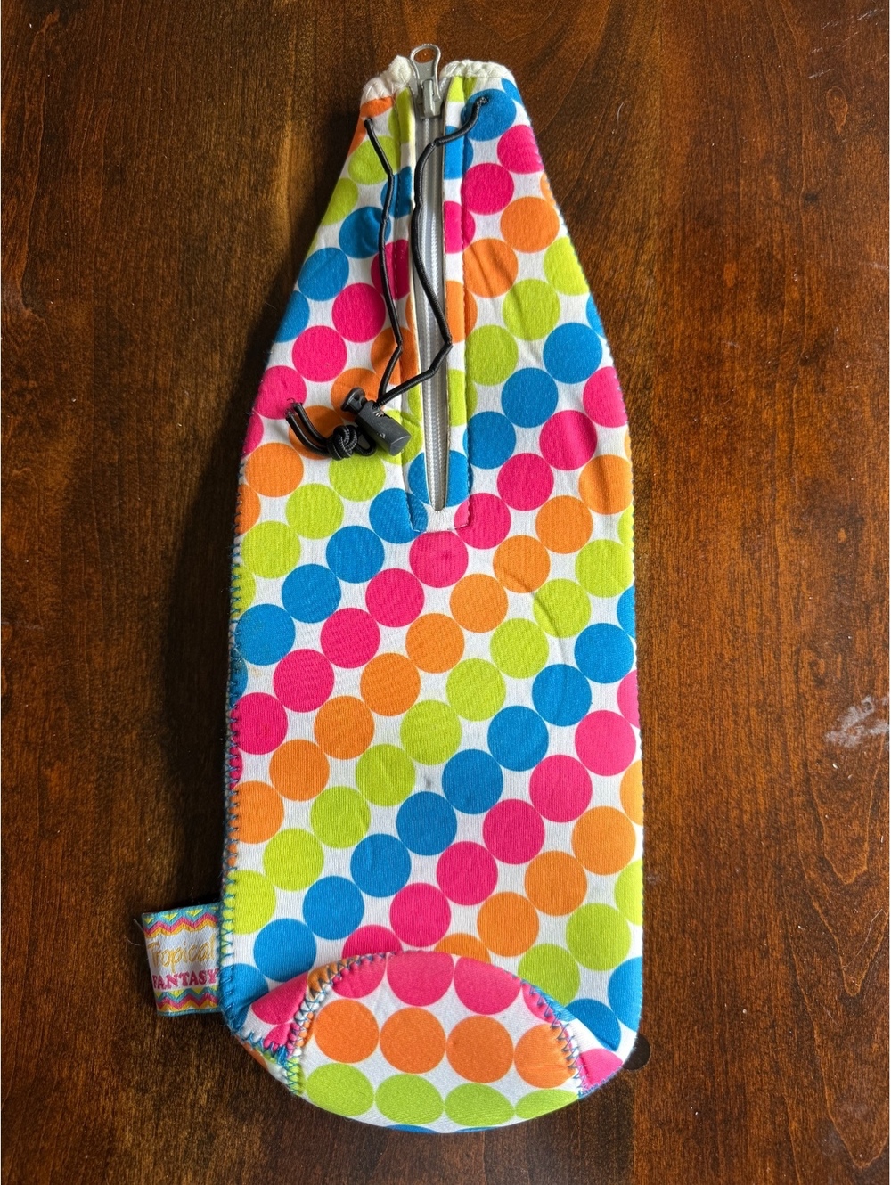 Tropical Fantasy Colorful Polka Dot Soft Fabric Bottle Holder with Zipper